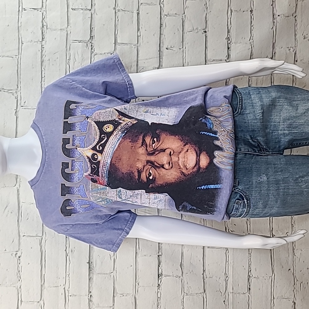 THE NOTORIOUS B.I.G. Crown Short Sleeve Cotton Crew Neck Merch Tee Purple Multi